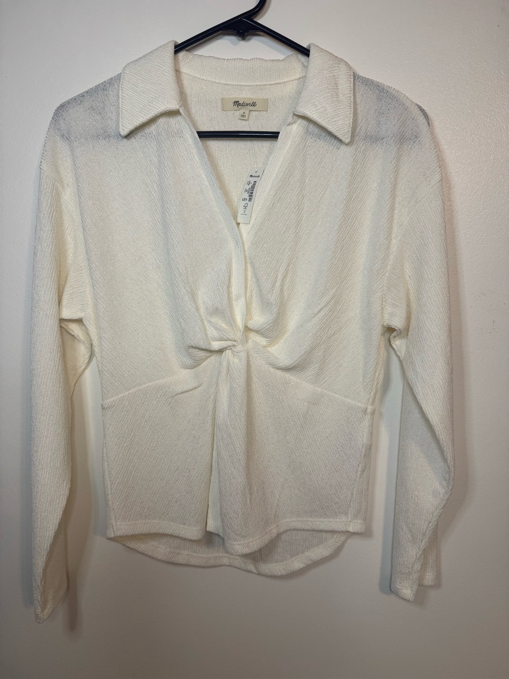 Madewell Twist-Front Long-Sleeve Top size small- NWT